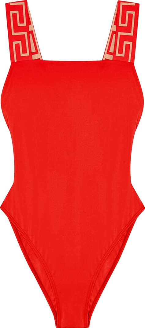 red versace bikini|Versace greca One Piece swimsuit.